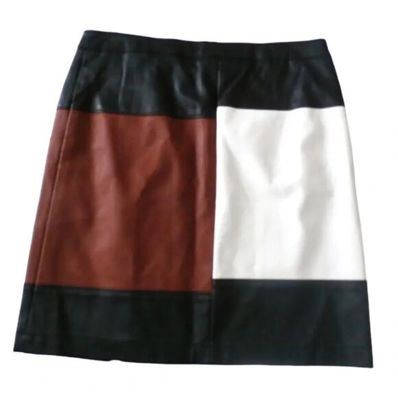 Inc International Concepts Skirt Colorblocked Faux-Leather Size 6 - Picture 6 of 6